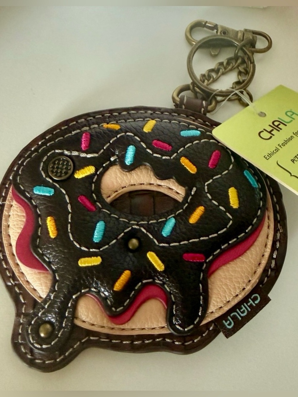 CHALA donut coin pouch bag charm keychain NWT